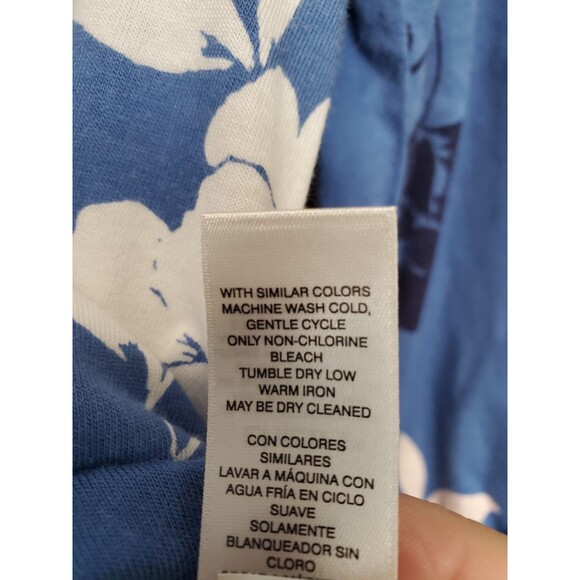 Chico's Cotton/Modal Floral Troupe Puff-Sleeve V-Neck T-Shirt Ruffle Size 1 Med - Picture 6 of 7